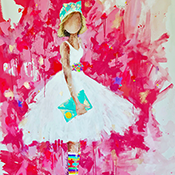 Be You-
68 x 66
Sold- single girl white dress, bold hot pink background